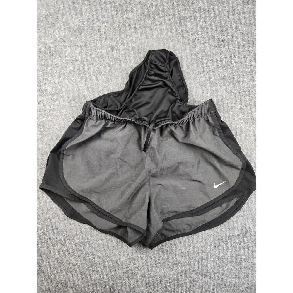 Nike Shorts Womens Adult Large‎ Black Swoosh Logo Running Athletic Shorts #648
